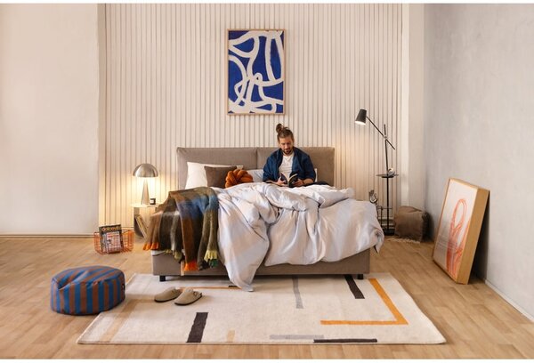 Čalouněná dvoulůžková postel taupe s úložným prostorem s roštem 160x200 cm Myra Pillow – Bonami Selection