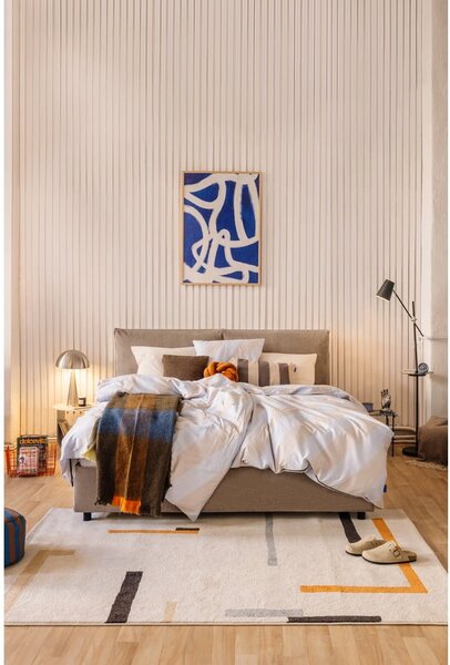 Čalouněná dvoulůžková postel taupe s úložným prostorem s roštem 160x200 cm Myra Pillow – Bonami Selection
