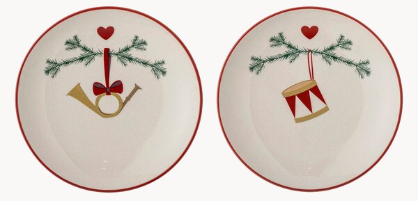 Sada ručně malovaných dezertních talířů Yule, 2 díly