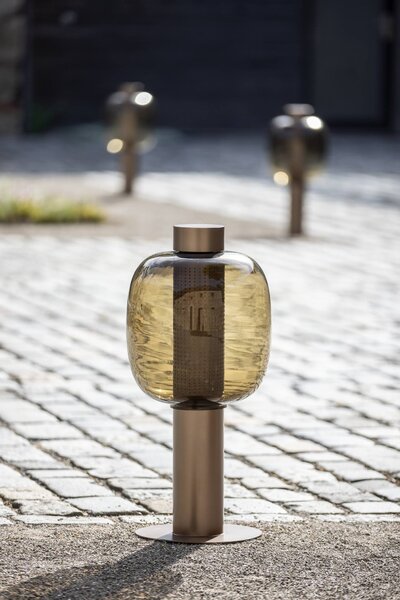 Venkovní designová lampa Brokis Bonbori Large PC1167, IP44 Povrch Montury: kov - černý matný komaxit (CCS846), Barva skla: šedá kouřová - transparentní sklo (CGC516), Stmívání: TRIAC - STANDARDNÍ VERZE (CEDV2865)