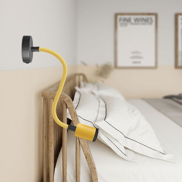 Creative cables Fermaluce Flex 30 pastel bodové svítidlo s mini baldachýnem s vypínačem a mini reflektorem GU1d0 Barva: Černo-petrolejová