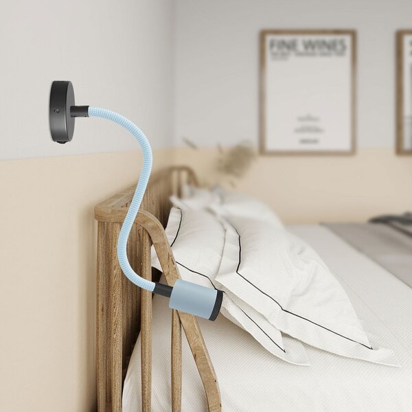 Creative cables Fermaluce Flex 30 pastel bodové svítidlo s mini baldachýnem s vypínačem a mini reflektorem GU1d0 Barva: Černo-petrolejová