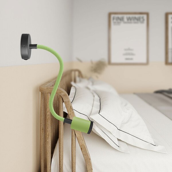 Creative cables Fermaluce Flex 30 pastel bodové svítidlo s mini baldachýnem s vypínačem a mini reflektorem GU1d0 Barva: Černo-petrolejová