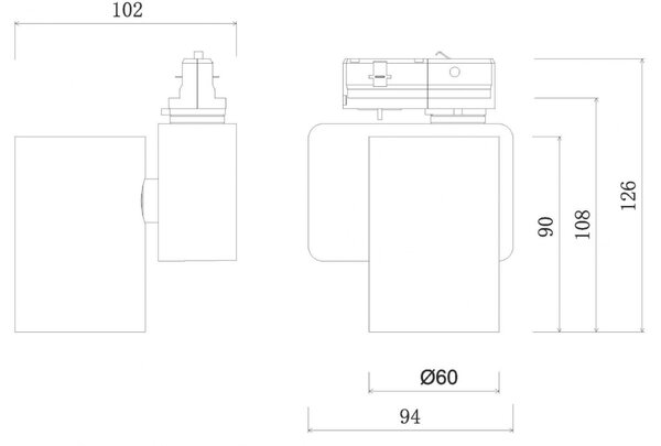 Deko-Light 1-fázový kolejnicový systém bodové svítidlo, Nihal Mini, 10,9 W, DIM, 2700 K, 220-240V černá 94 mm 707186