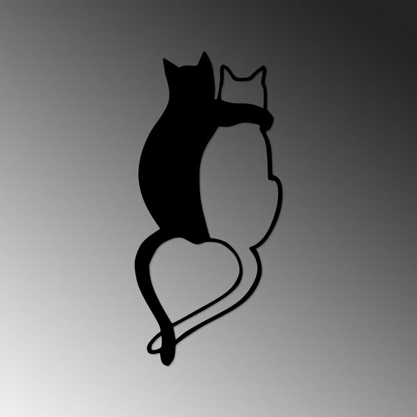 Wallity Nástěnná kovová dekorace Love Cats 478 černá
