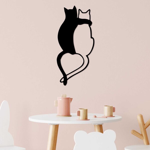 Wallity Nástěnná kovová dekorace Love Cats 478 černá