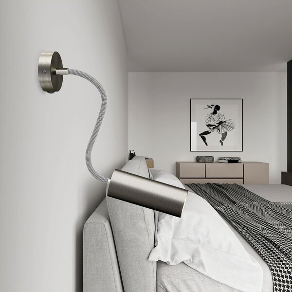 Creative cables Fermaluce Flex 30 bodové svítidlo se stínidlem tub-E14, mini baldachýn s vypínačem Barva: Matná bílá