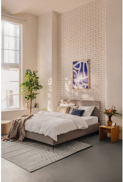 Čalouněná dvoulůžková postel taupe s roštem 180x200 cm Noira Slim – Bonami Selection
