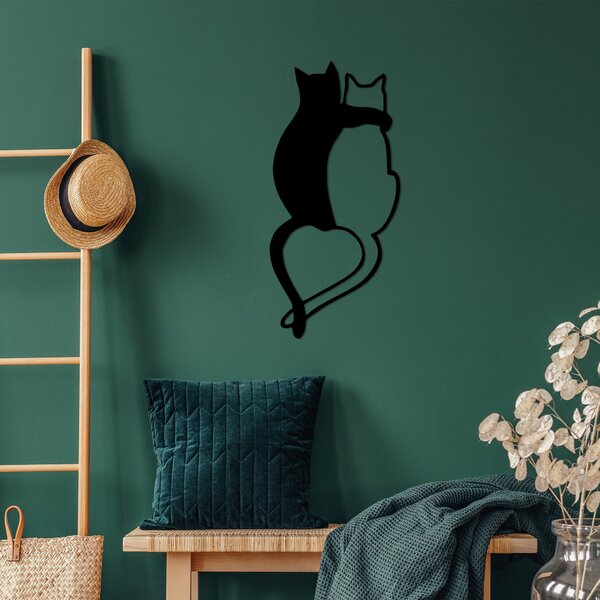 Wallity Nástěnná kovová dekorace Love Cats 478 černá