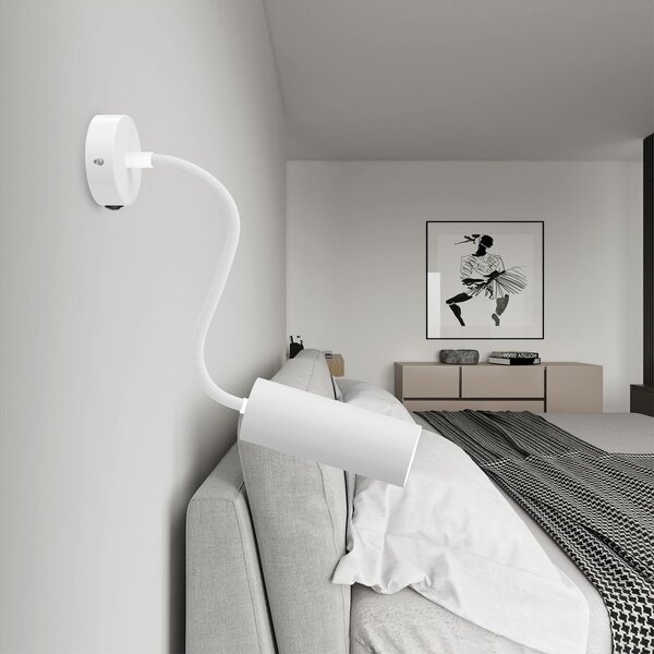 Creative cables Fermaluce Flex 30 bodové svítidlo se stínidlem tub-E14, mini baldachýn s vypínačem Barva: Matná bílá