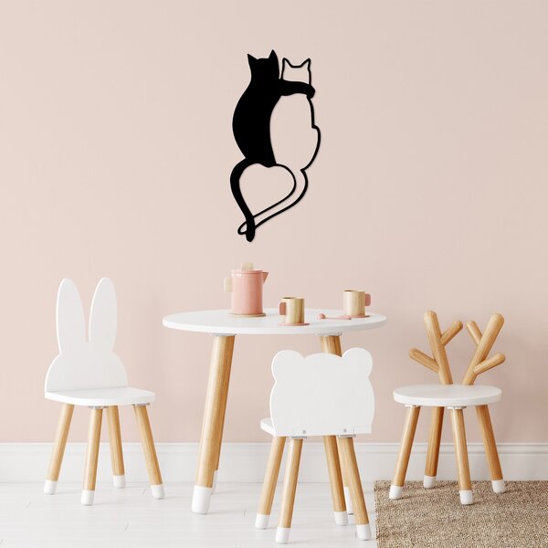 Wallity Nástěnná kovová dekorace Love Cats 478 černá