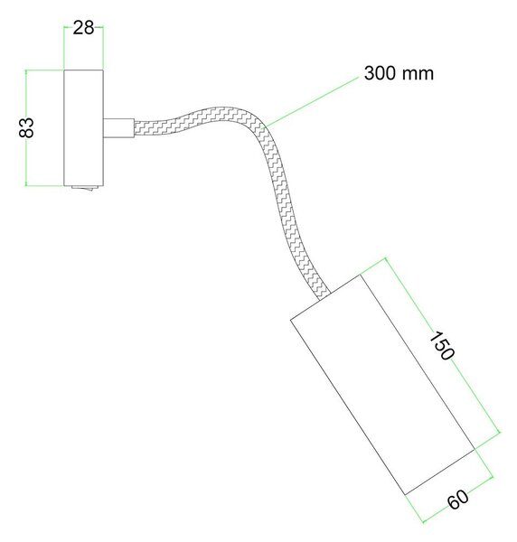 Creative cables Fermaluce Flex 30 bodové svítidlo se stínidlem tub-E14, mini baldachýn s vypínačem Barva: Matná bílá