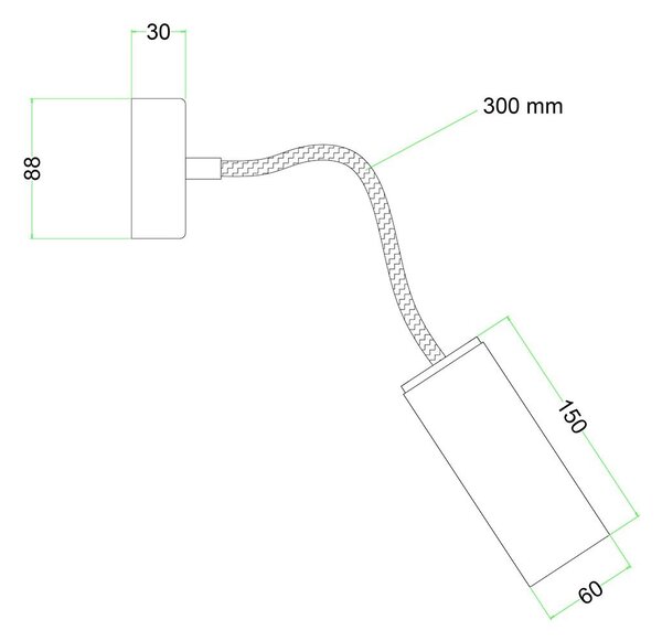 Creative cables Fermaluce Flex 30 bodové svítidlo se stínidlem tub-E14, dřevěný mini baldachýn Barva: dřevo