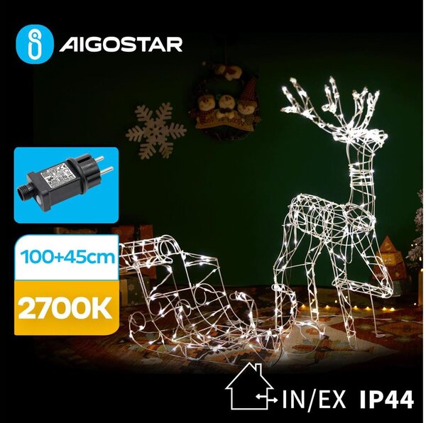 Aigostar-LED Venkovní dekorace LED/3,6W/31/230V 2700K 90/45cm IP44 sob se sáněmi