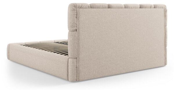 Béžová čalouněná dvoulůžková postel s úložným prostorem s roštem 160x200 cm Bellis – Micadoni Home