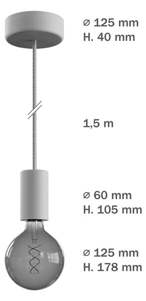Creative cables EIVA elegant - závěsná lampa IP65 do exteriéru s textilním kabelem, silikonovým baldachýnem a objímkou, voděodolná Barva: Šedá