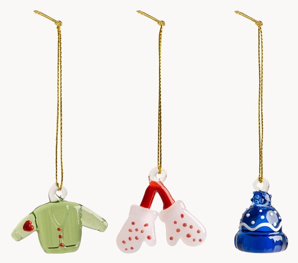 Sada vánočních ozdob z borosilikátového skla Merry, 3 díly