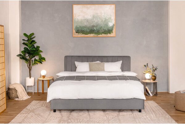 Šedá čalouněná dvoulůžková postel s úložným prostorem s roštem 160x200 cm Myra Slim Line – Bonami Selection