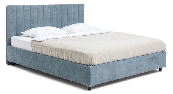 Modrá čalouněná dvoulůžková postel s úložným prostorem s roštem 160x200 cm Myra Slim Line – Bonami Selection