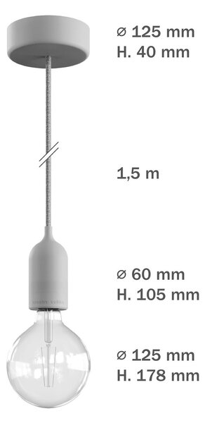 Creative cables EIVA pastel - závěsná lampa IP65 do exteriéru s textilním kabelem, barevným silikonovým baldachýnem a objímkou, voděodolná Barva: Světle zelená