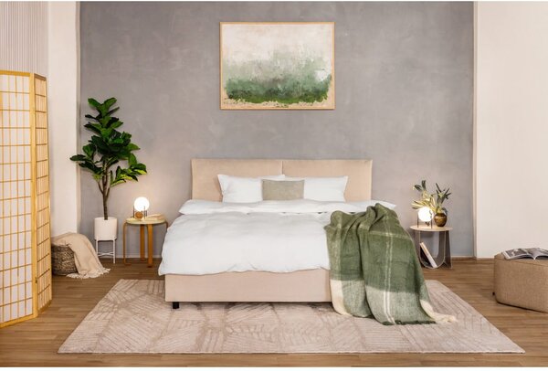 Béžová čalouněná dvoulůžková postel s úložným prostorem s roštem 160x200 cm Myra Pillow – Bonami Selection
