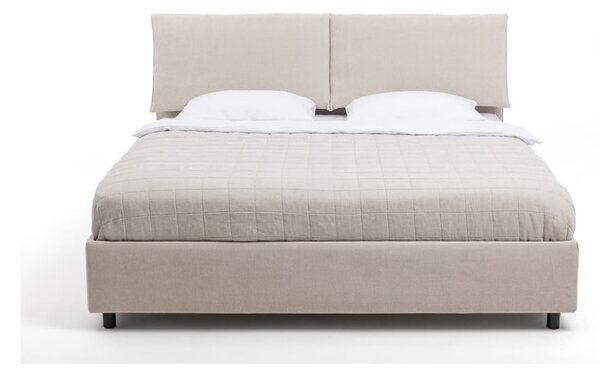 Béžová čalouněná dvoulůžková postel s úložným prostorem s roštem 160x200 cm Myra Pillow – Bonami Selection