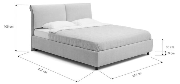 Béžová čalouněná dvoulůžková postel s úložným prostorem s roštem 160x200 cm Myra Pillow – Bonami Selection