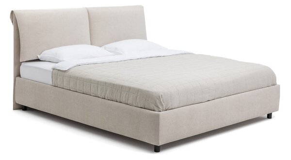 Béžová čalouněná dvoulůžková postel s úložným prostorem s roštem 160x200 cm Myra Pillow – Bonami Selection
