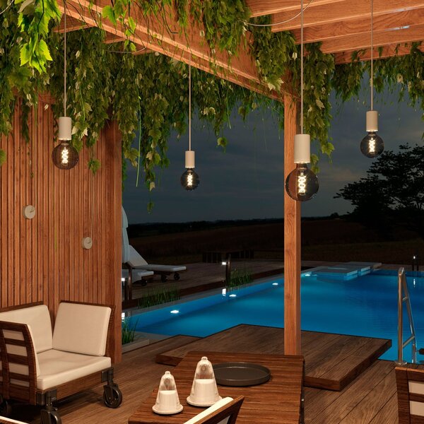 Creative cables EIVA elegant závěsná lampa IP65 do exteriéru s kabelem, decentralizerem, silikonovým baldachýnem a objímkou, voděodolná Barva: Petrolejová