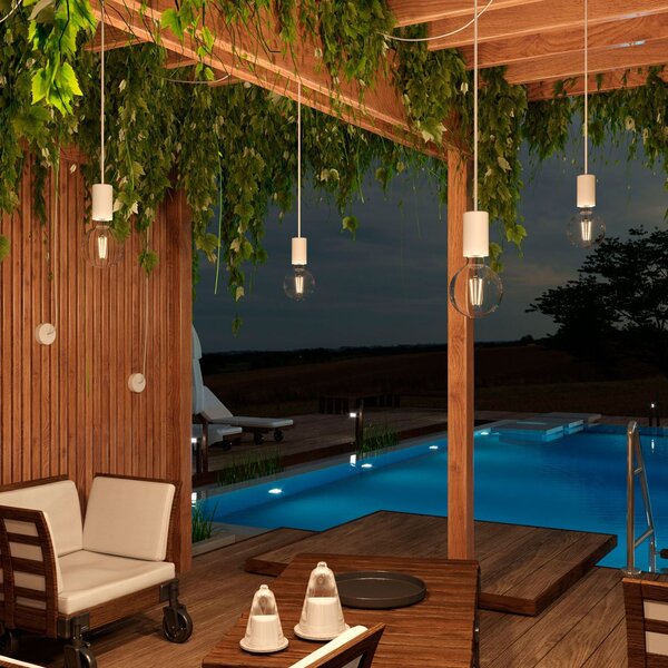 Creative cables EIVA elegant závěsná lampa IP65 do exteriéru s kabelem, decentralizerem, silikonovým baldachýnem a objímkou, voděodolná Barva: Petrolejová