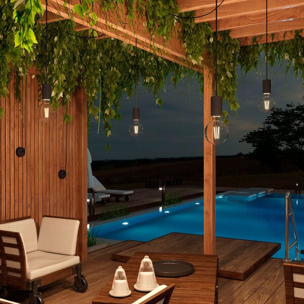 Creative cables EIVA elegant závěsná lampa IP65 do exteriéru s kabelem, decentralizerem, silikonovým baldachýnem a objímkou, voděodolná Barva: Petrolejová