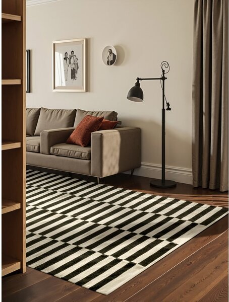 Černo-bílý oboustranný ručně tkaný vlněný koberec 200x300 cm Donna – Hanse Home