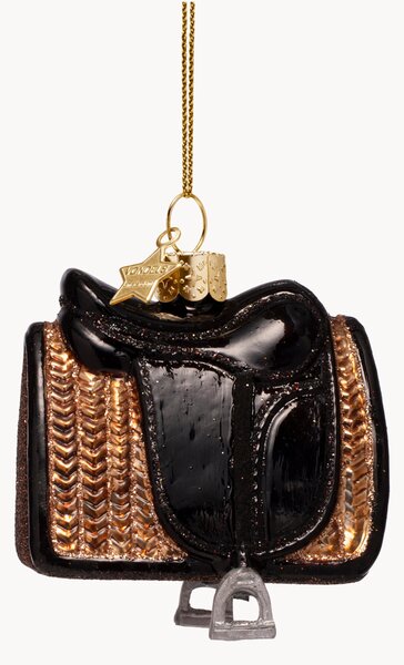 Ručně foukaná vánoční ozdoba Horse Saddle