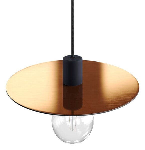 Creative cables EIVA elegant závěsná lampa se stínidlem, 5m textilního kabelu, decentralizér, silikonový baldachýn a objímka, IP65 voděodolná Barva: Černá