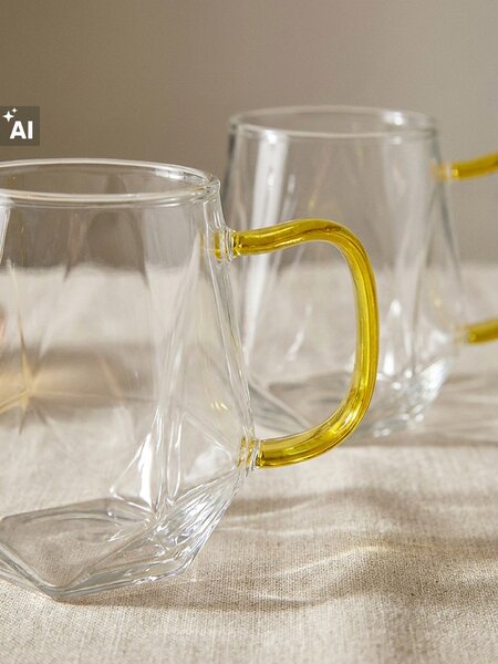 Sinsay - Skleněné hrnky s geometrickým dnem 2 pack - clear