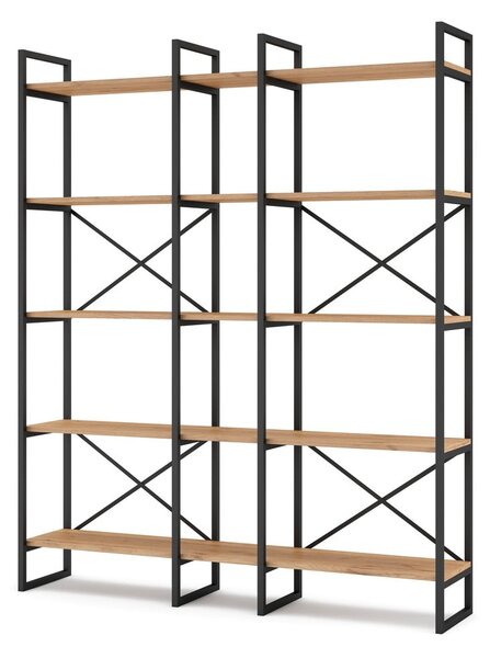 Černý/přírodní regál v dekoru dubu 144x175 cm Dusan – Marckeric