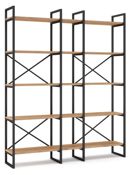 Černý/přírodní regál v dekoru dubu 144x175 cm Dusan – Marckeric