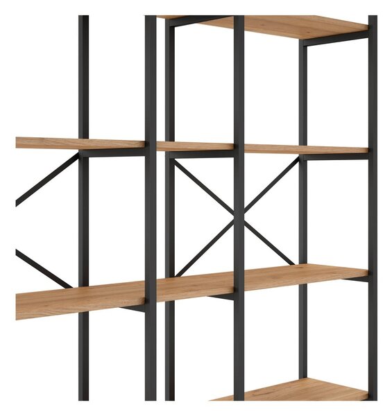 Černý/přírodní regál v dekoru dubu 144x175 cm Dusan – Marckeric