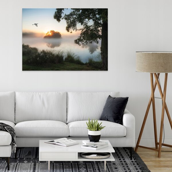 Obraz Na Plátně JEZERO PŘÍRODA Výhled Mlha 100x70