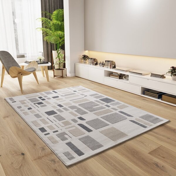 Koberec ve světle šedé a slonovinové barvě 80x150 cm Flora – Universal