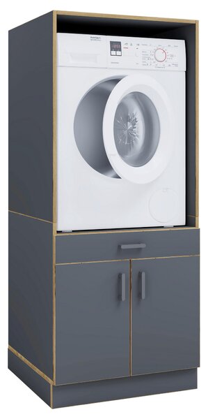SKŘÍŇKA NAD PRAČKU, antracitová, medový dub, 67/162/68 cm MID.YOU - Víceúčelové skříně, Online Only