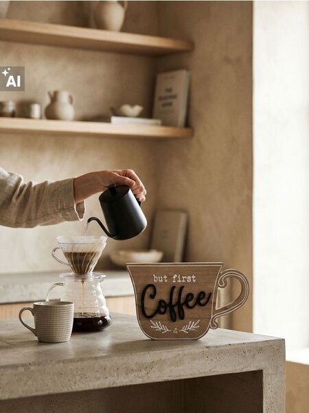 Sinsay - Stojací dekorace ve tvaru šálku s nápisem Coffee - béžová