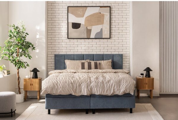 Modrá boxspring postel s úložným prostorem 160x200 cm Elva Bold Line – Bonami Selection