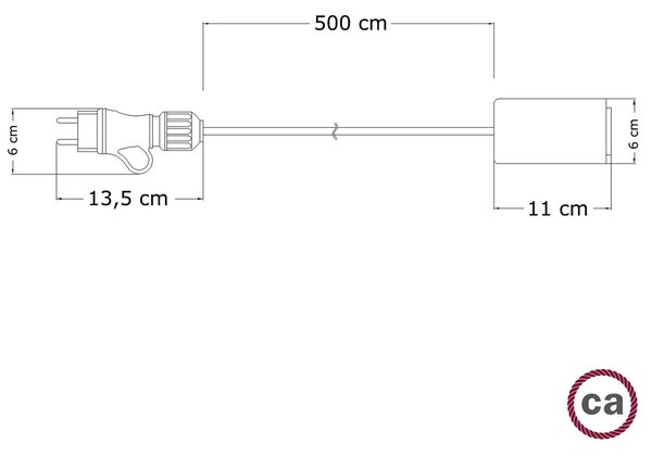 Creative cables EIVA snake elegant, přenosná venkovní lampa, 5 m textilní kabel, voděodolná objímka IP65 a zástrčka Barva: Bílá