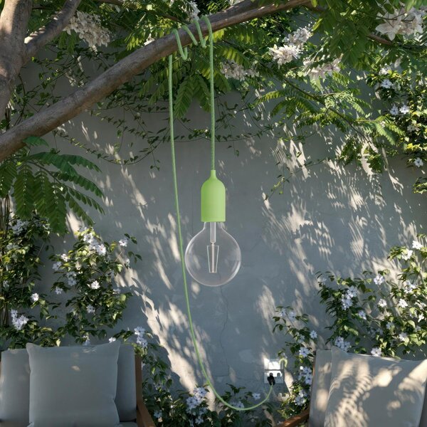 Creative cables EIVA snake pastel, přenosná venkovní lampa, 5 m textilní kabel, voděodolná objímka IP65 a zástrčka Barva: Lososová