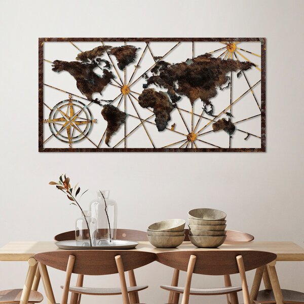 Wallity Nástěnná kovová dekorace World Map Large 1 vícebarevná