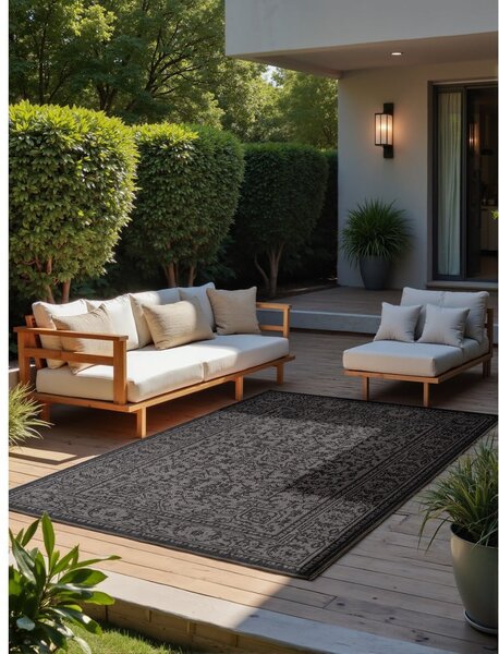 Černobílý vnitřní a venkovní koberec 200x290 cm Duet Kona – NORTHRUGS