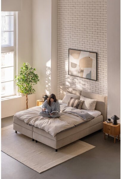 Béžová boxspring postel s úložným prostorem 160x200 cm Elva Bold – Bonami Selection