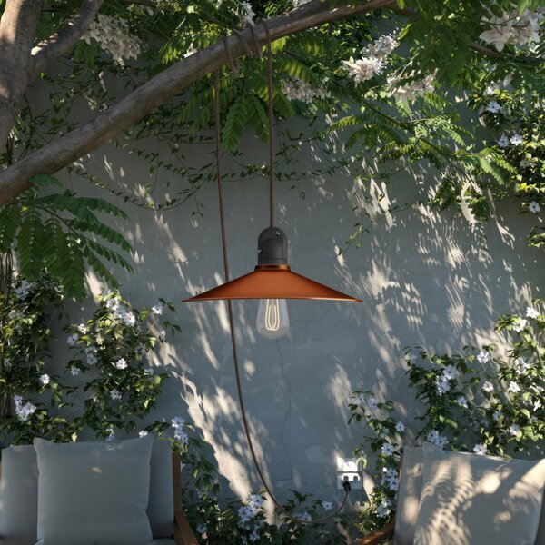 Creative cables EIVA snake se stínidlem swing, přenosná venkovní lampa, 5 m textilní kabel, voděodolná objímka IP65 a zástrčka Barva: Černá