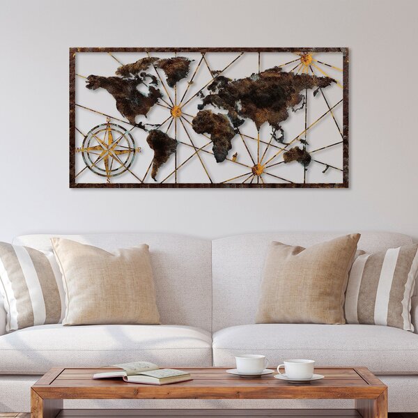 Wallity Nástěnná kovová dekorace World Map Large 1 vícebarevná